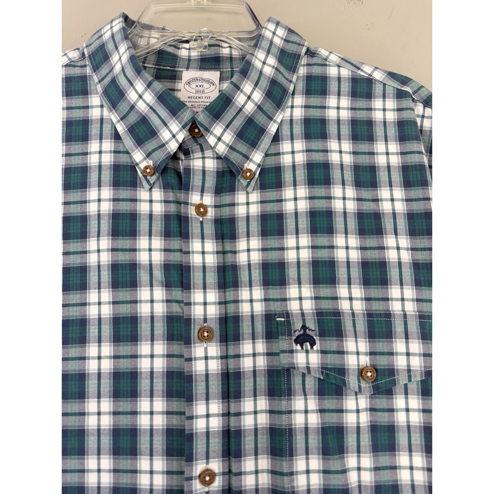 Brooks Brothers Regent Fit Shirt Men's 2XL Plaid Button Down Flap Pocket Logo